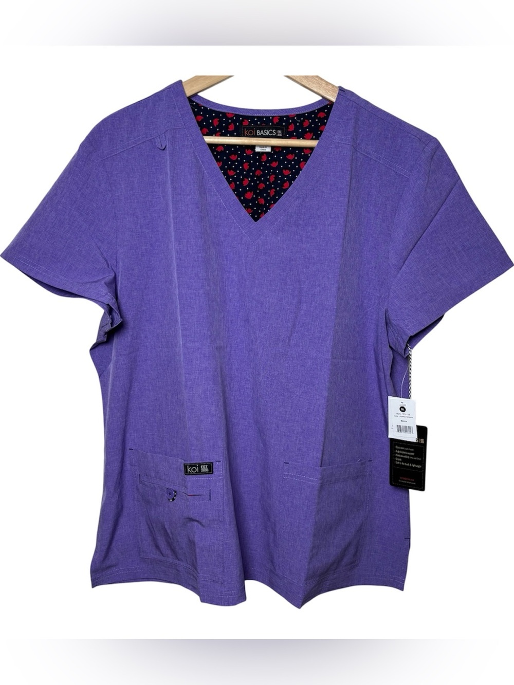 Koi Basics Scrub Top XL Becca Purple Stretch Womens Nursing Medical Wisteria NEW